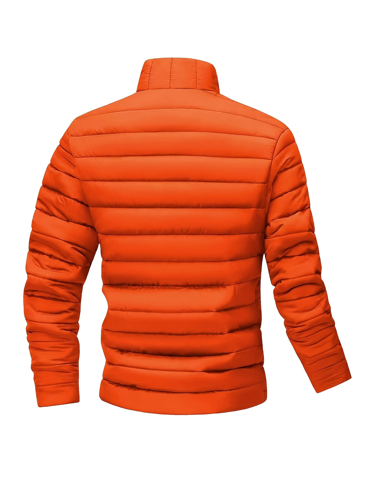 Men's Warm Winter Jacket with Stand Collar - Thick Polyester Coat
