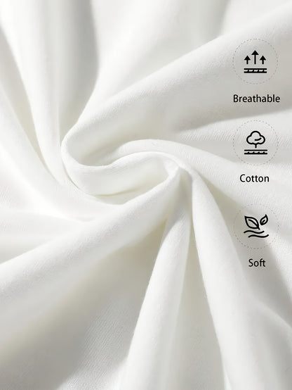 Women's Casual Cotton T-Shirt with Minimalist Floral Print