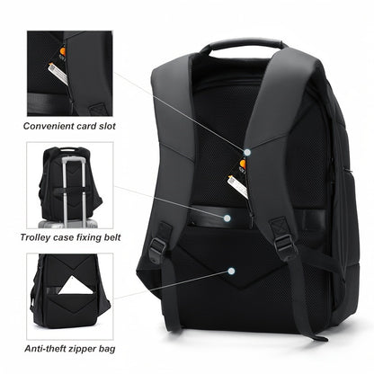 FENRUIEN Men'S Large Capacity Expandable Backpack with USB Charging, 39.62cm Laptop Bag, Durable Oxford Fabric, Multiple Compartments for Travel and Business Use, Travel Backpack   Minimalist Backpack   Durable Zippers, Lapto