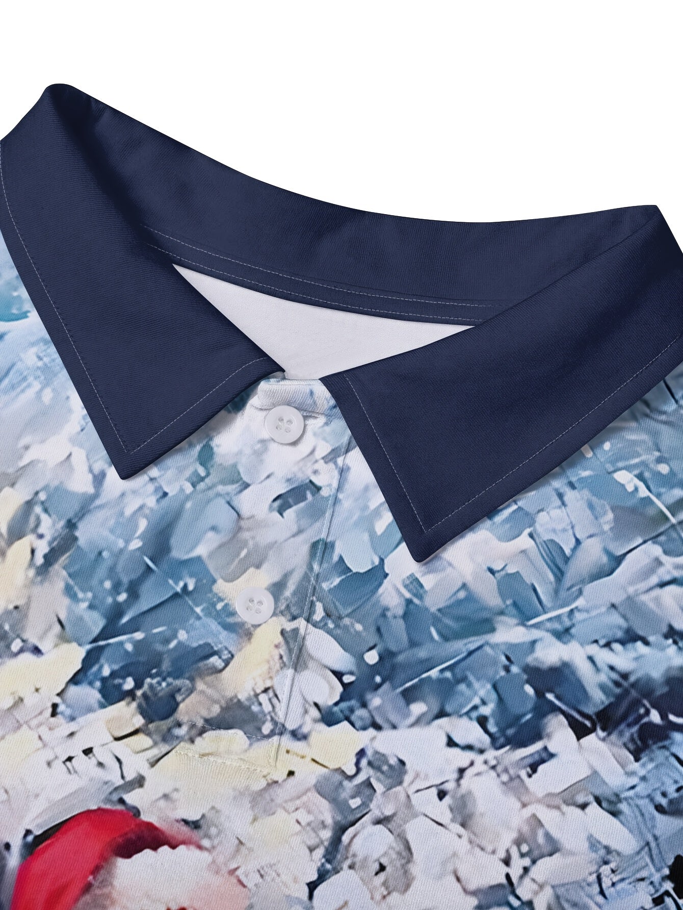 Men'S Long Sleeve Polo Shirt with 3D Santa Claus & Snowman Print - Festive Christmas Design, Button-Up Collar, Regular Fit, Perfect for All Adults & Teens, Casual Holiday Wear, Christmas Shirts, Z