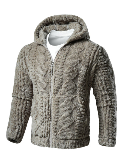 [Elson OBM] Solid Color Fashion Hooded Jacket, Long Sleeve Zip-Up Outerwear, Windproof and Warm, Comfortable for Autumn and Winter, Ideal as a Gift