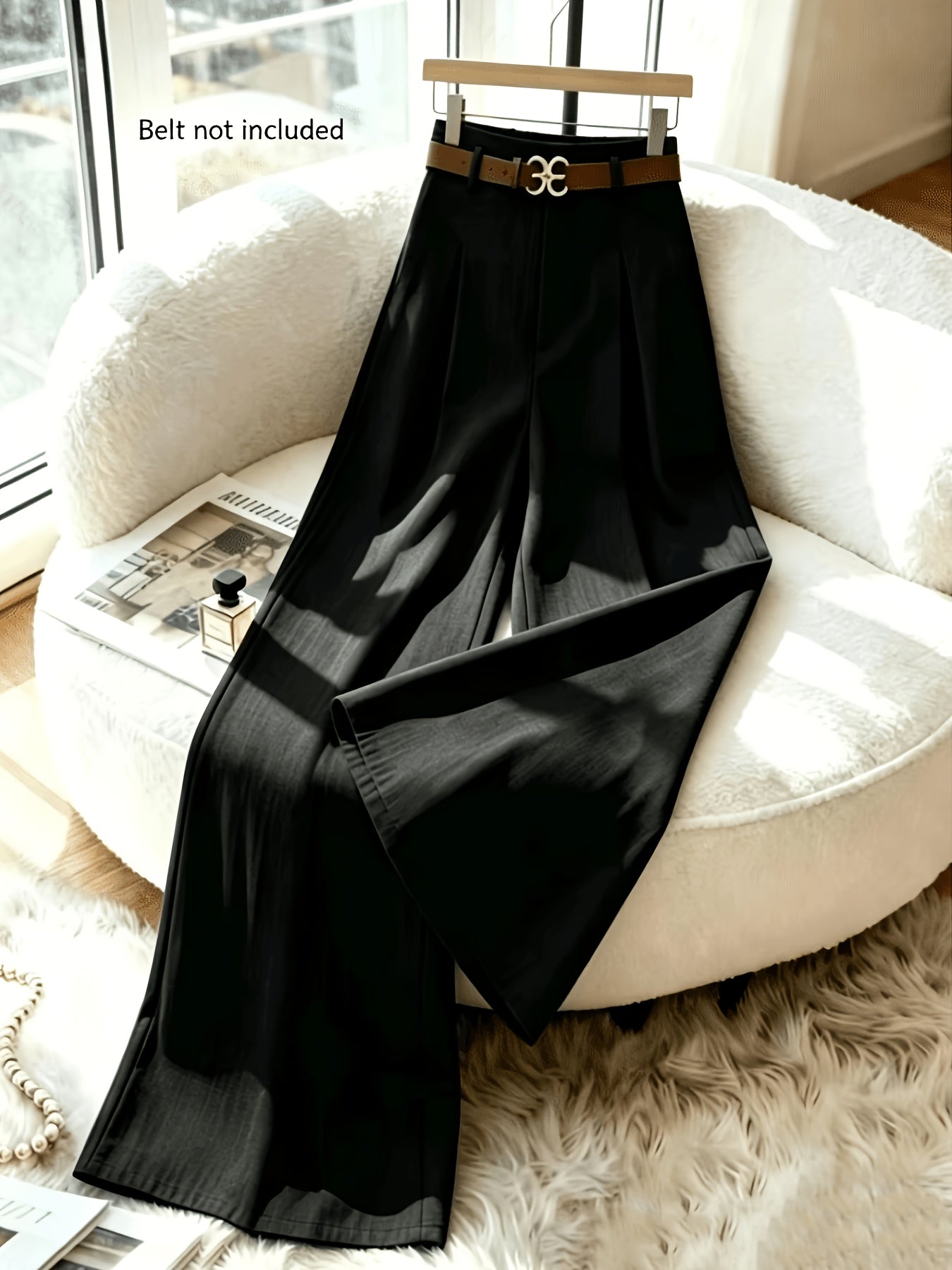 Women's High-Waisted Wide-Leg Trousers - Loose Fit Spring/Summer Pants
