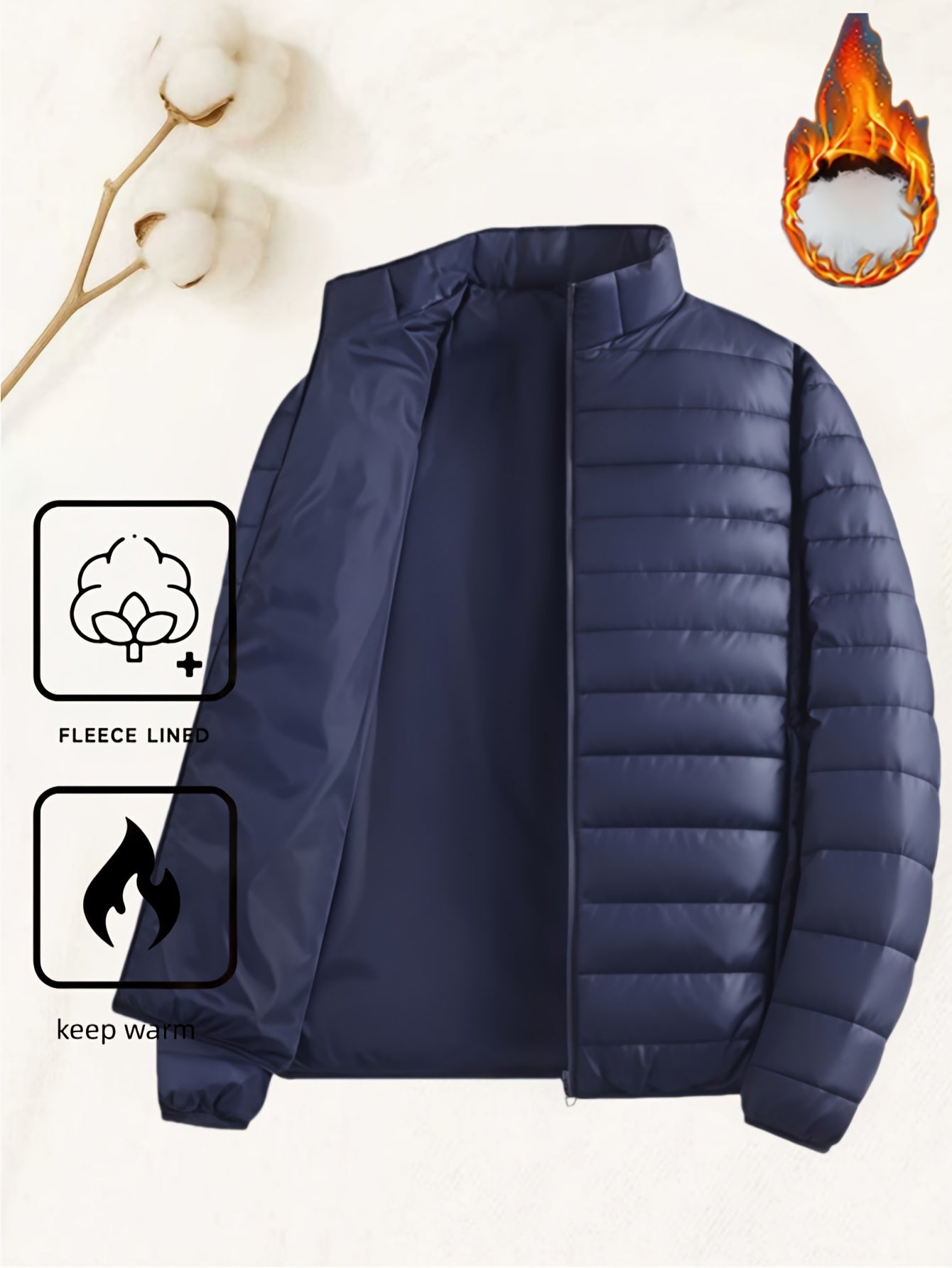 Men's Padded Coat - Men's Autumn/Winter Warm Outerwear - Men's Top - Men's Stand Collar Jacket - Men's Coat Jacket - Men's Warm Coat - Men's Overcoat - Men's Clothing - Men's Cold-Proof Coat - Autumn/Winter Coat, Solid Color,