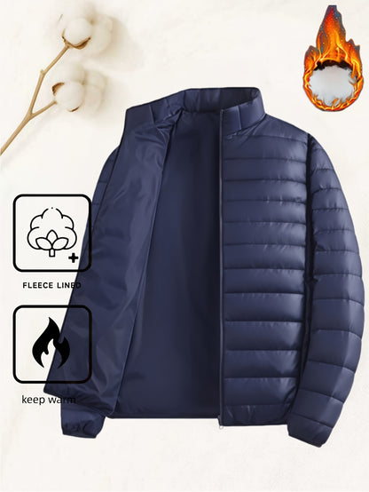 Men's Padded Coat - Men's Autumn/Winter Warm Outerwear - Men's Top - Men's Stand Collar Jacket - Men's Coat Jacket - Men's Warm Coat - Men's Overcoat - Men's Clothing - Men's Cold-Proof Coat - Autumn/Winter Coat, Solid Color,