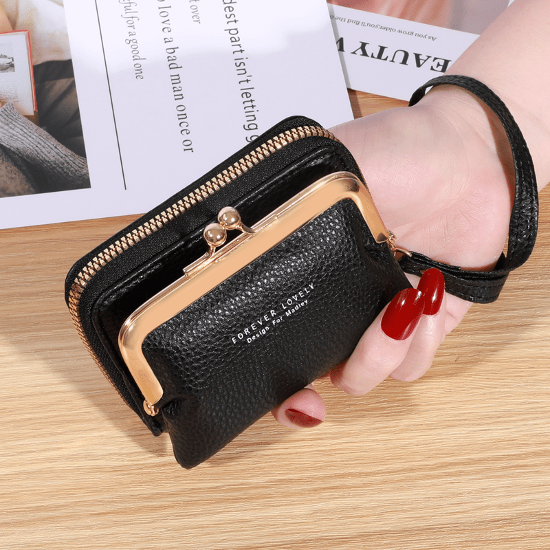 Small Credit Card Bag For Women, Multi Functional Kiss Lock Wallet, Fashion Zipper Coin Purse