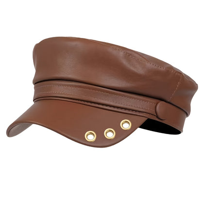 Elegant PU Octagonal Hat for Autumn Winter Casual Wear