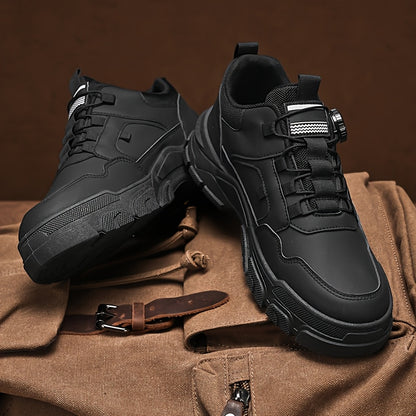 Men'S 2025 Spring Sneakers - Low-Top Lace-Up Casual Shoes with Rotating Button Closure, Breathable Mesh Lining  Cushioned EVA Sole for Running, Hiking, Gym - White  Black Design, Hiking Footwear, Modern Sneakers, Fabric Lin