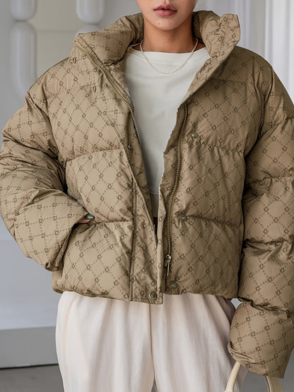 Women's Oversized Winter Coat - Full-Zip Closure, Thickened Outerwear Jacket in Beige/Tan/ Brown/Black/White/Gray/Blue/Red/, Machine Washable Cold Weather Outer Jacket for Everyday & Formal Events