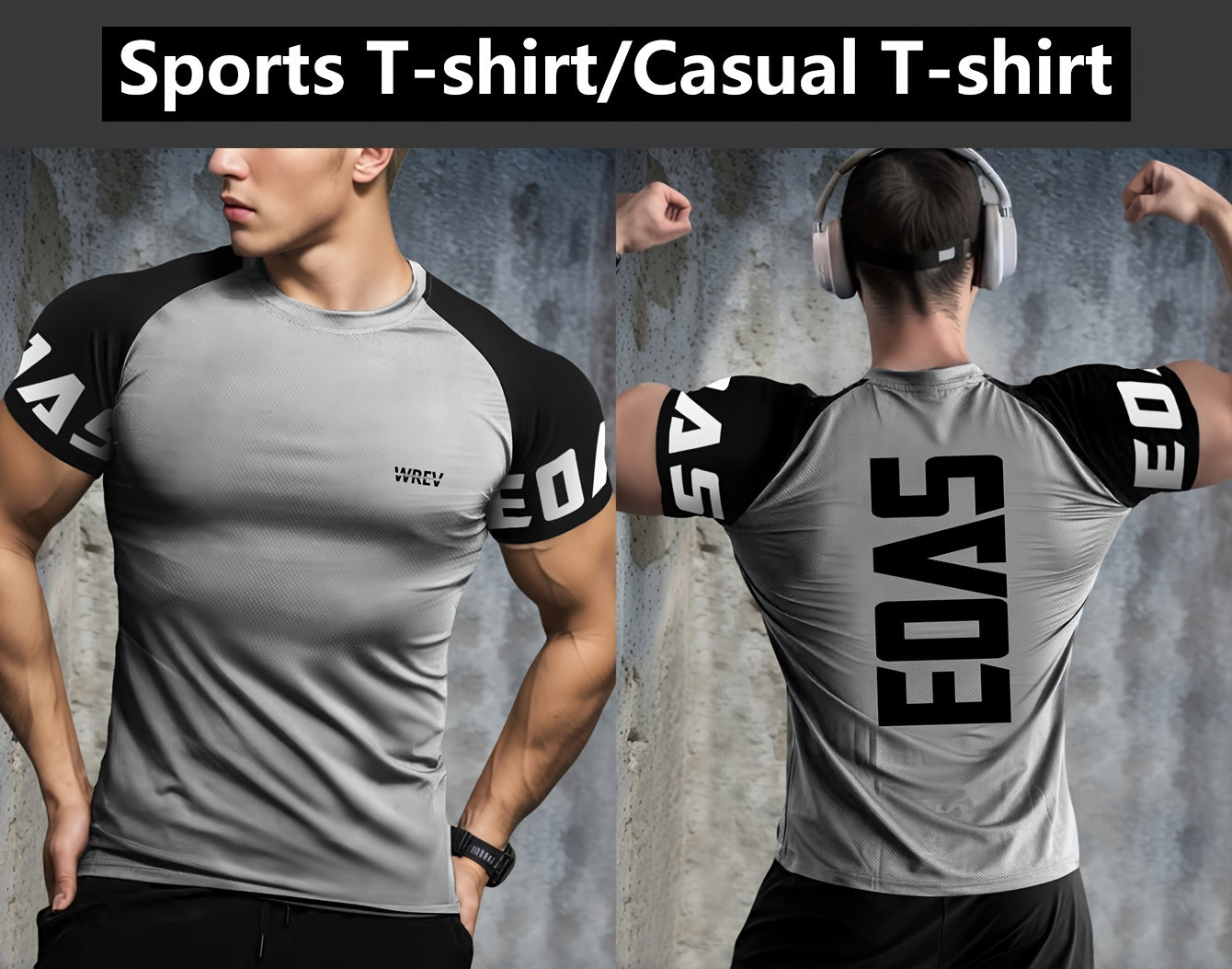 Men's Quick-Dry Breathable Mesh Sports T-Shirt - Summer Gym Workout Top with Contrast Black  White Sleeves  for Man Letter Print, Slim Fit for Running Training Casual Wear, Breathable Running Gear   Sporty Casual Tee   Mesh