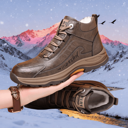 Men's Full-Grain Leather Plush-Lined Casual Winter Sneakers