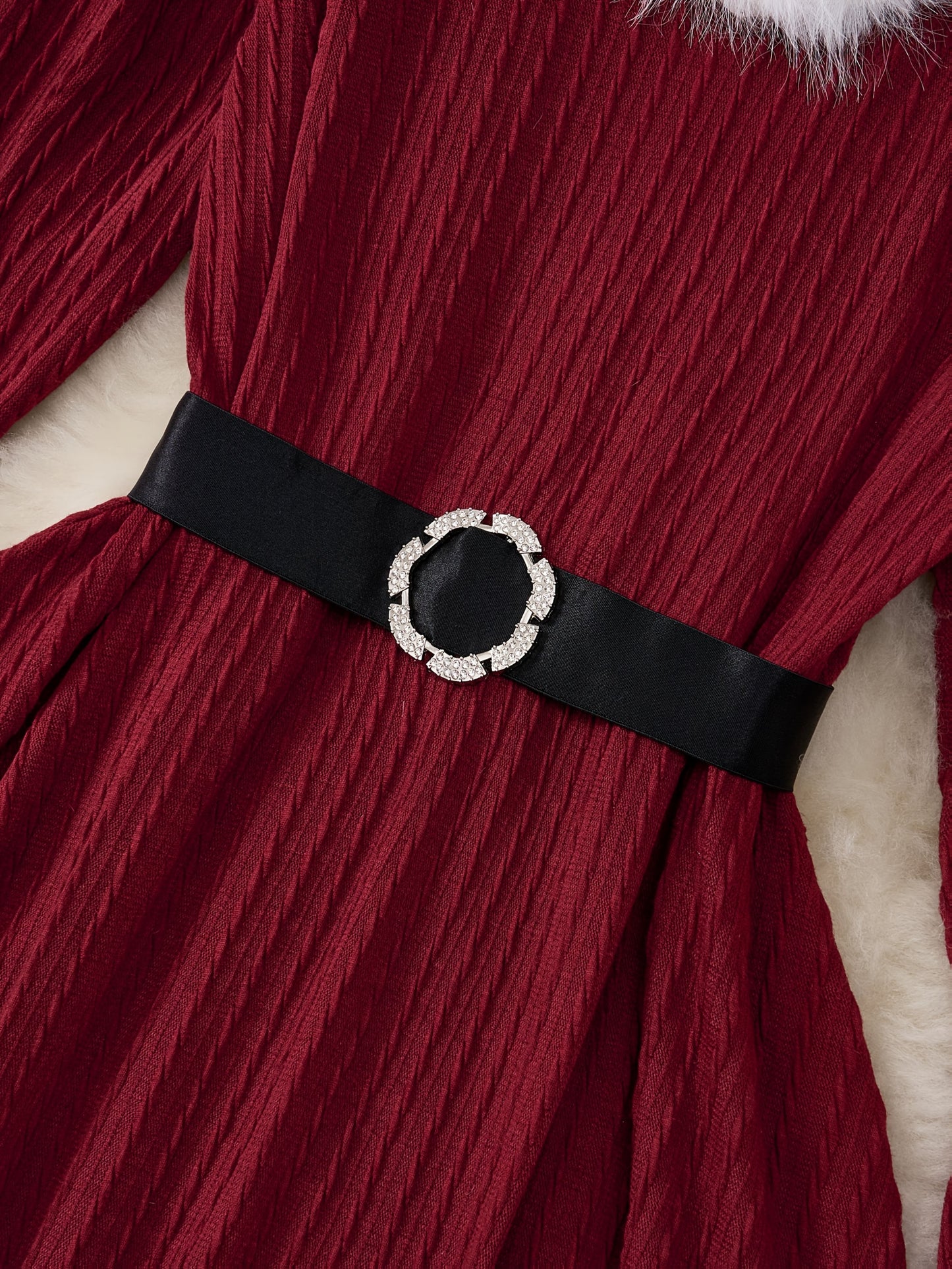 Plus Size - Plus Size, Women'S Elegant Formal Party Dress - Long Sleeve V-Neck with Adjustable Waist Belt, Flared Skirt - Elegant Evening Gown for Christmas, Galas, Weddings - Plus Size Friendly - Black Formal Attire, Formal