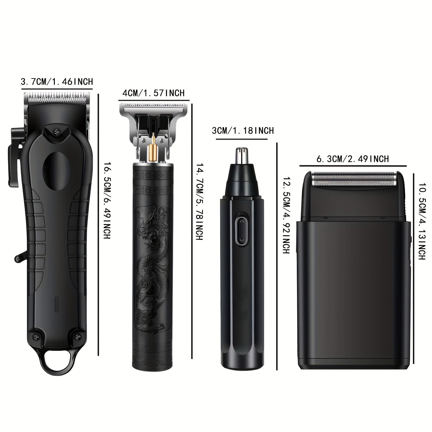 1pc/4pcs Men'S Grooming Kit, Hair Clipper, Electric Shaver, Nose Trimmer, Beard Trimmer, USB Rechargeable Multi-Functional Haircutting Set, Perfect for Beard and Hair Trimming, Travel Essentials, Father'S Day Gift - ayq