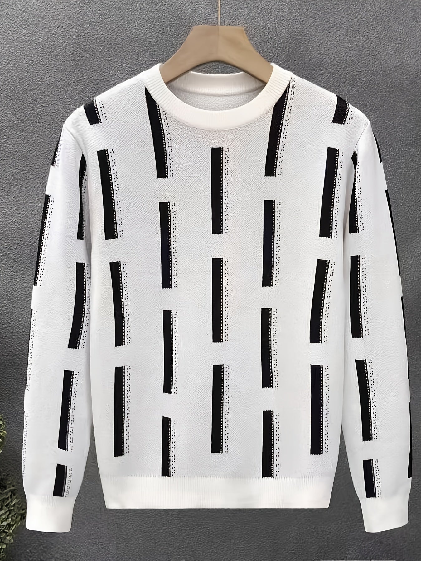 New Fashion Trend Men'S Jacquard Half-High Neck Knitted Long Sleeve Pullover