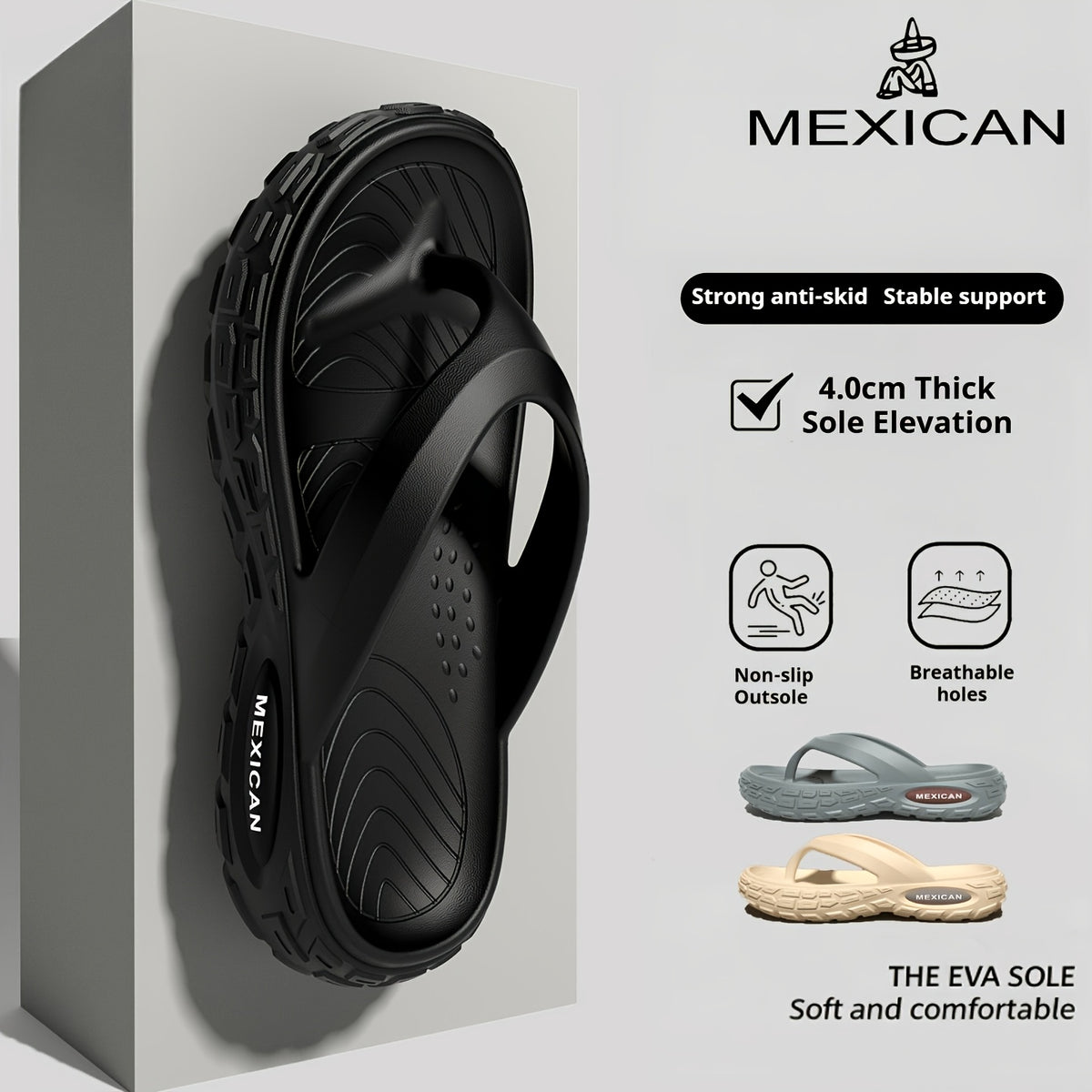 Men's Lightweight Casual EVA Slippers - Non-Slip, All-Season