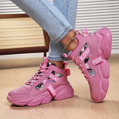 Women'S High-Top Plaid Skate Sneakers - Lightweight, Non-Slip, Shock-Absorbing Sneakers with EVA Sole, Synthetic Faux Leather Upper  Fabric Lining for All-Season Sports and Casual Wear, Casual Sneakers   Stylish Lace-Up Shoe