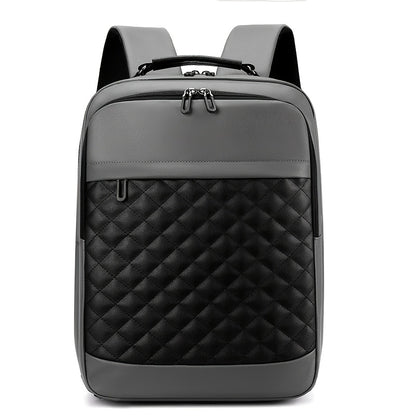 Classic -patterned business backpack, suitable for both men and women. Crafted with high-quality materials, featuring a simple yet elegant design with refined zipper details and spacious compartmentalized storage to showcase