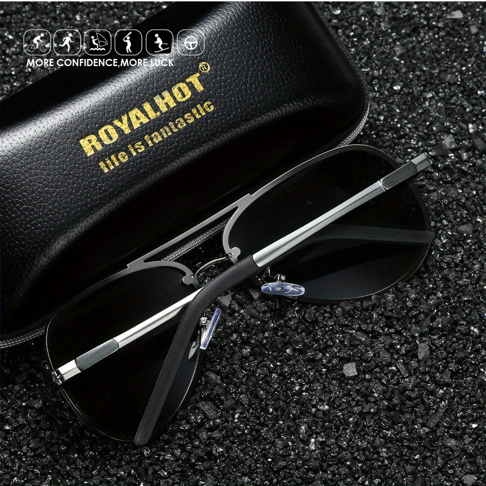 Unisex Oval Polarized Sunglasses with Mixed Frame and Case