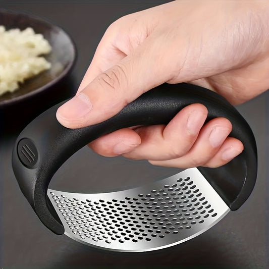 Stainless Steel Garlic Press Rocker - Uncharged Manual Garlic Mincer Crusher Chopper Masher for Kitchen, College Dorm Essentials