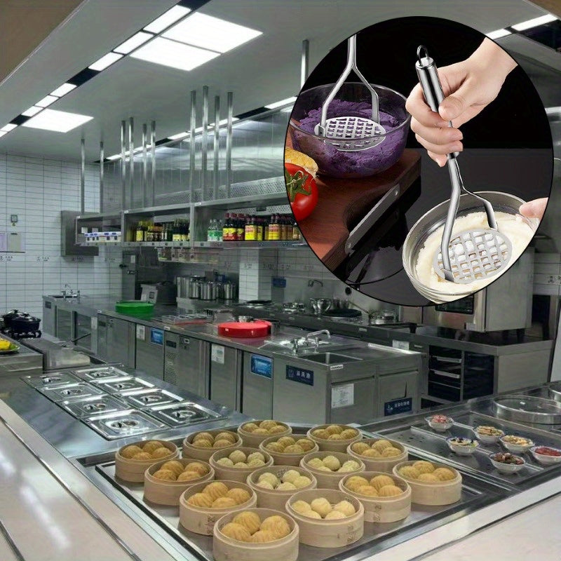 Stainless Steel Potato Ricer Masher - Manual Handheld Kitchen Press Tool for Vegetables, Fruits, Uncharged Cookware - Durable Multifunctional Crusher for Home and School Supplies