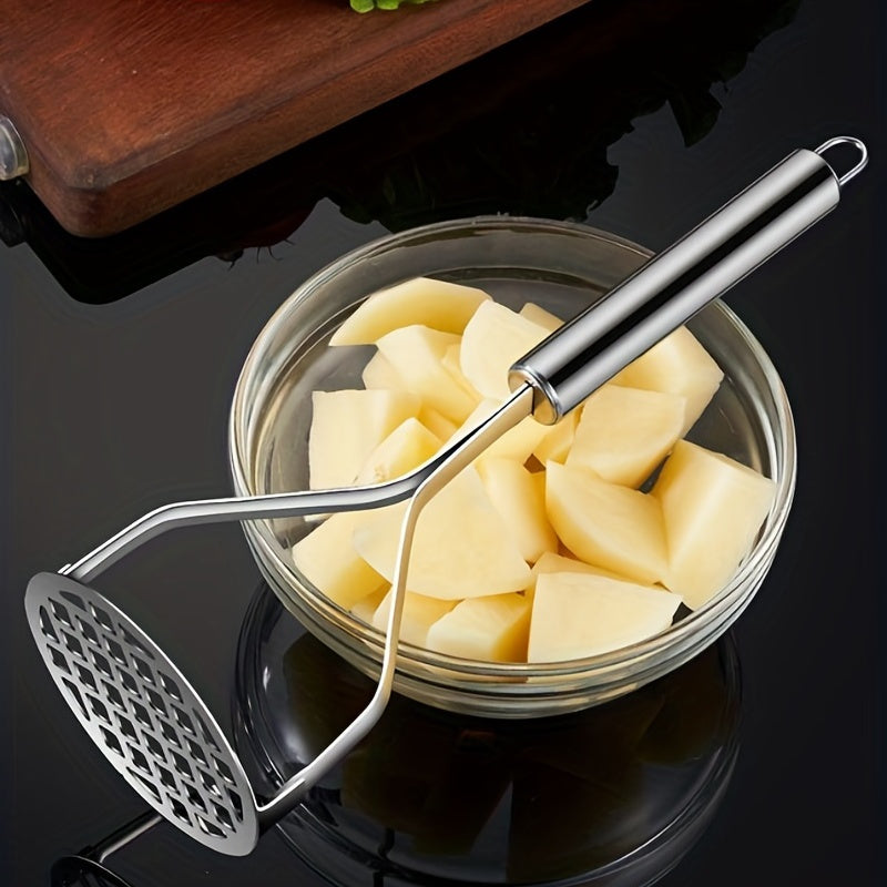 Stainless Steel Potato Ricer Masher - Manual Handheld Kitchen Press Tool for Vegetables, Fruits, Uncharged Cookware - Durable Multifunctional Crusher for Home and School Supplies