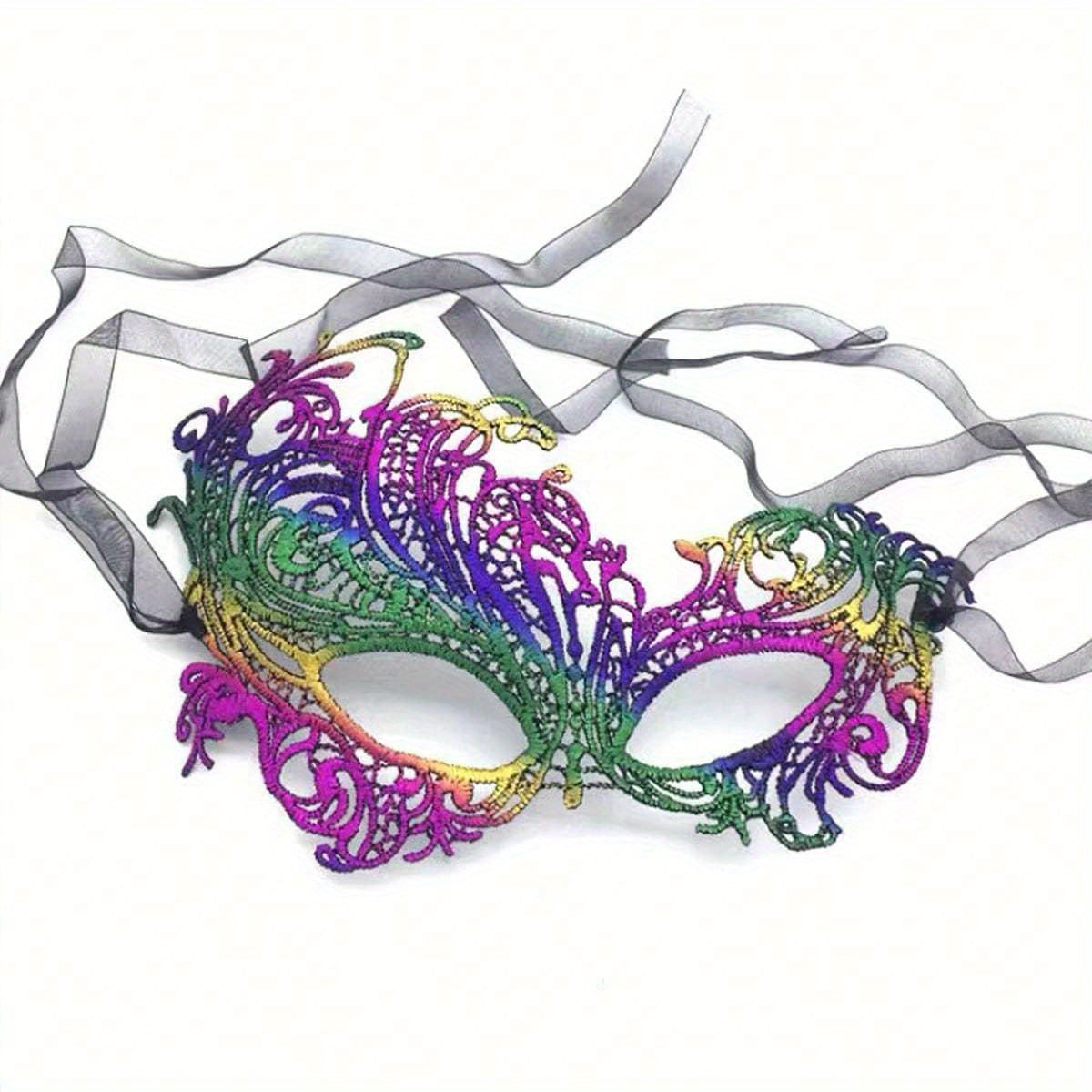 Elegant Lace Mask For Ladies To Wear At Dance Parties, Featuring A Golden Thick Double Yarn Ribbon And 3D Lace Design, Perfect For High-end Lace Costumes And Eye Masks For Performances.