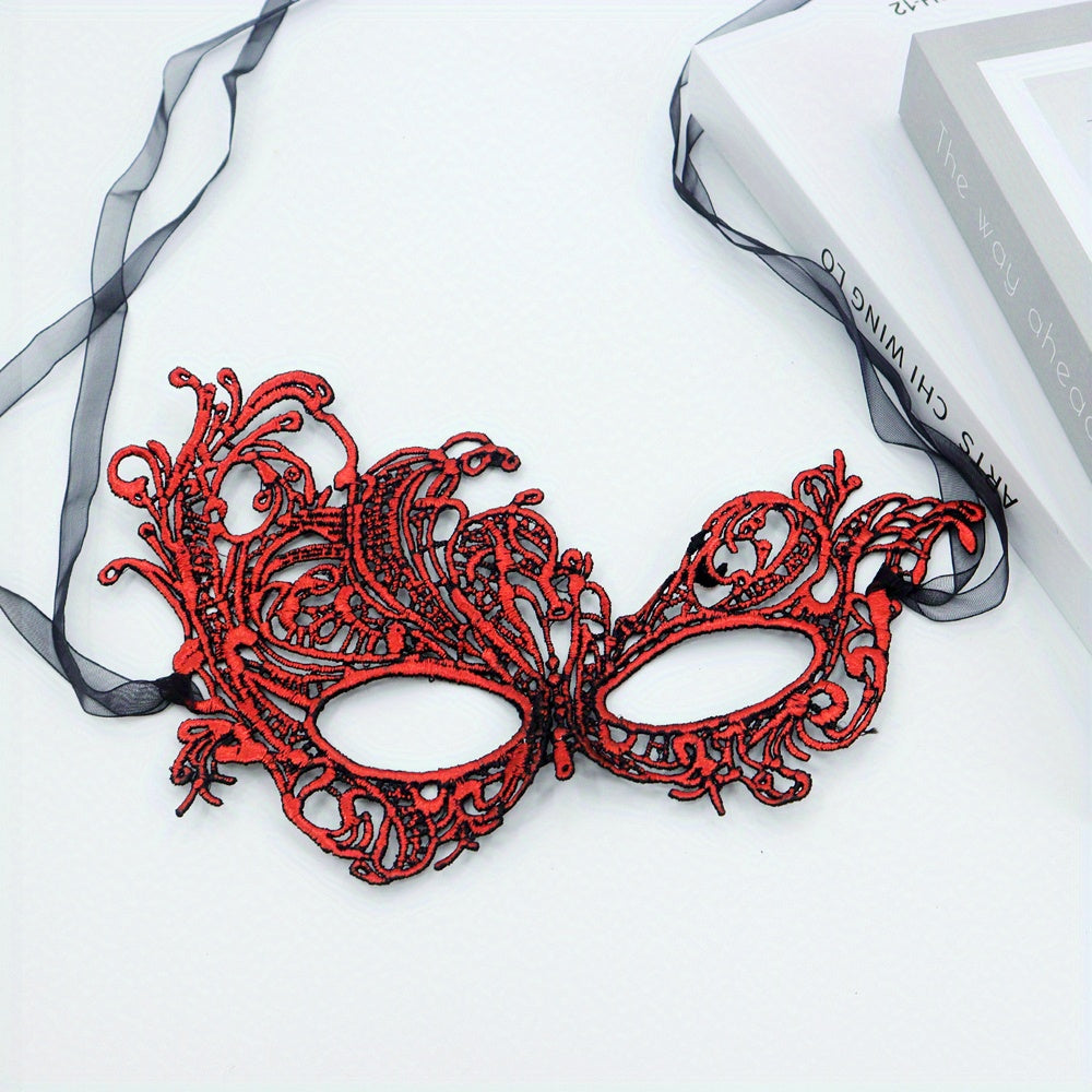 Elegant Lace Mask For Ladies To Wear At Dance Parties, Featuring A Golden Thick Double Yarn Ribbon And 3D Lace Design, Perfect For High-end Lace Costumes And Eye Masks For Performances.