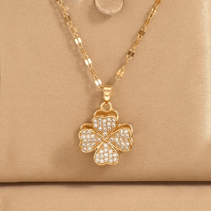 Rotatable Four-Leaf Clover Pendant Necklace for Women