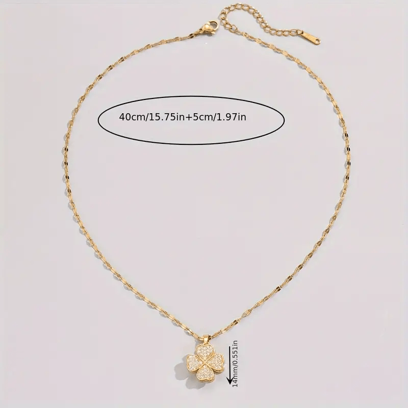 Rotatable Four-Leaf Clover Pendant Necklace for Women