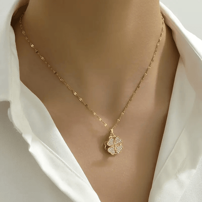 Rotatable Four-Leaf Clover Pendant Necklace for Women