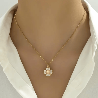 Rotatable Four-Leaf Clover Pendant Necklace for Women