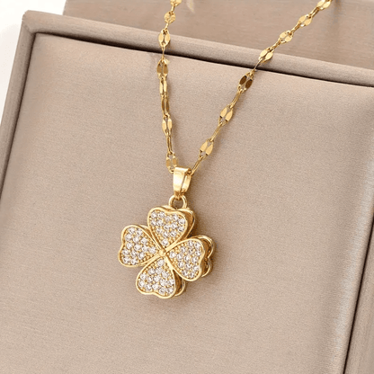 Rotatable Four-Leaf Clover Pendant Necklace for Women