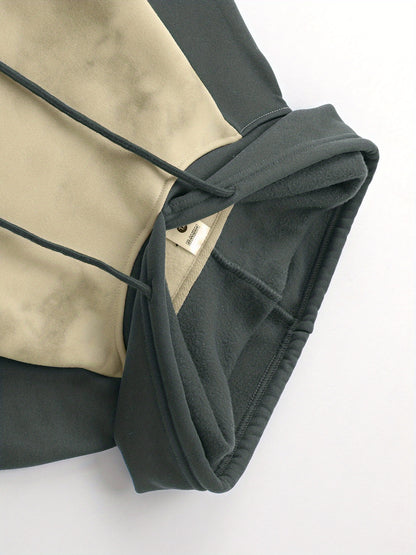 A New Trendy Color-Blocked Hoodie with Raglan Sleeves And Loose-Fitting Cargo Pants Featuring Multiple Pockets, Perfect for Casual Everyday Wear. This Breathable Hoodie And Loose Long Pants Set Comes in a Two-Piece Print Desi