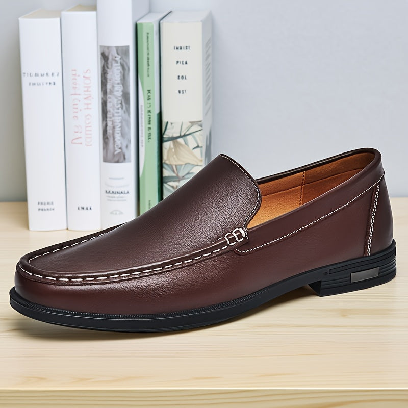 Men's Casual Slip-On Loafers, All-Season Leather Shoes