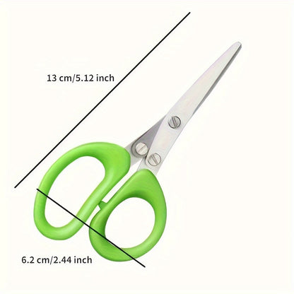 3-Layer Stainless Steel Kitchen Scissors - Versatile Onion & Herb Shredder for BBQ & Indoor Use, Durable with Protective Cover & Built-in Cleaning Agent