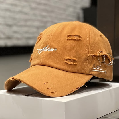 1/2pcs Vintage Ripped Baseball Cap Washed Distressed Dad Hats Letter Embroidery Hip Hop Sun Hats for Women & Men
