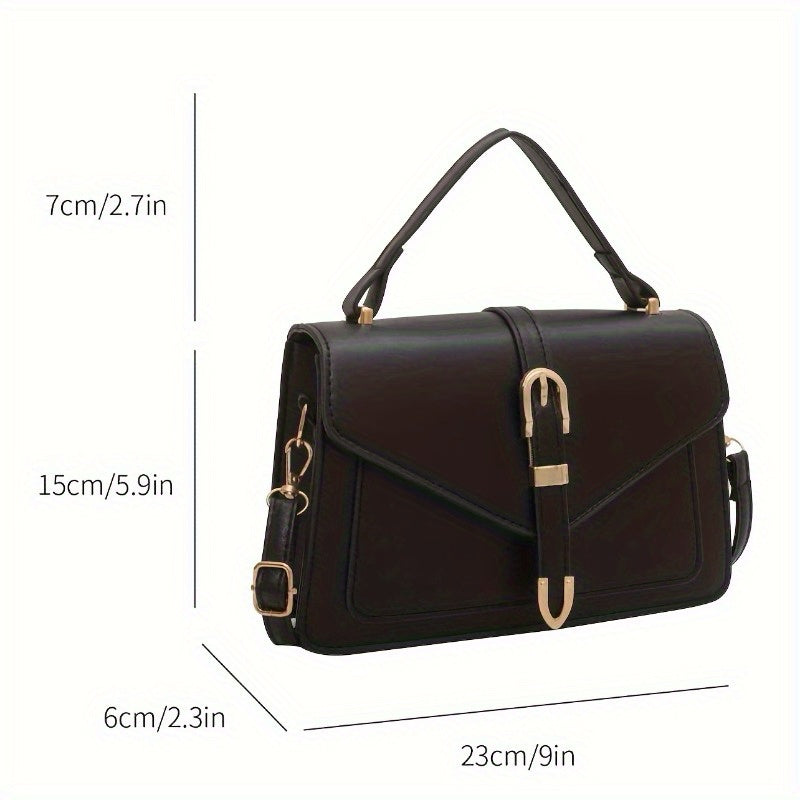 Stylish Minimalist Crossbody Bag Featuring a Top Handle And Flap for Women - a Plain Square Purse with a Straightforward Design