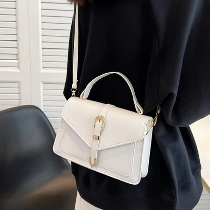 Stylish Minimalist Crossbody Bag Featuring a Top Handle And Flap for Women - a Plain Square Purse with a Straightforward Design