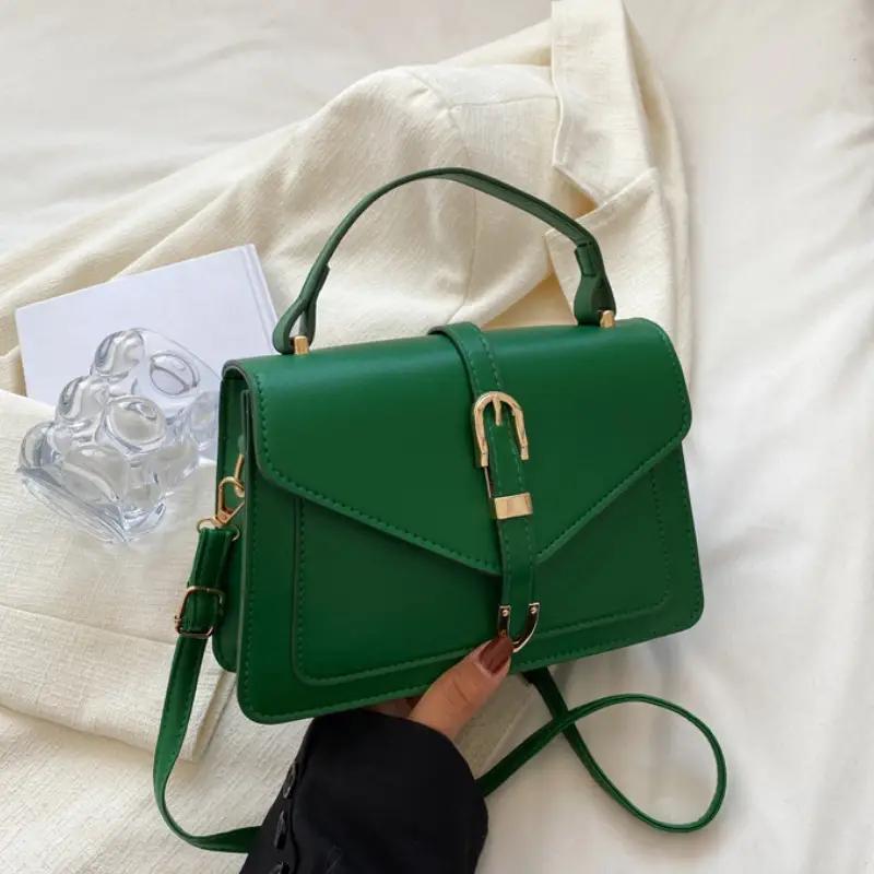 Stylish Minimalist Crossbody Bag Featuring a Top Handle And Flap for Women - a Plain Square Purse with a Straightforward Design