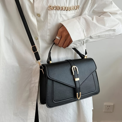 Stylish Minimalist Crossbody Bag Featuring a Top Handle And Flap for Women - a Plain Square Purse with a Straightforward Design