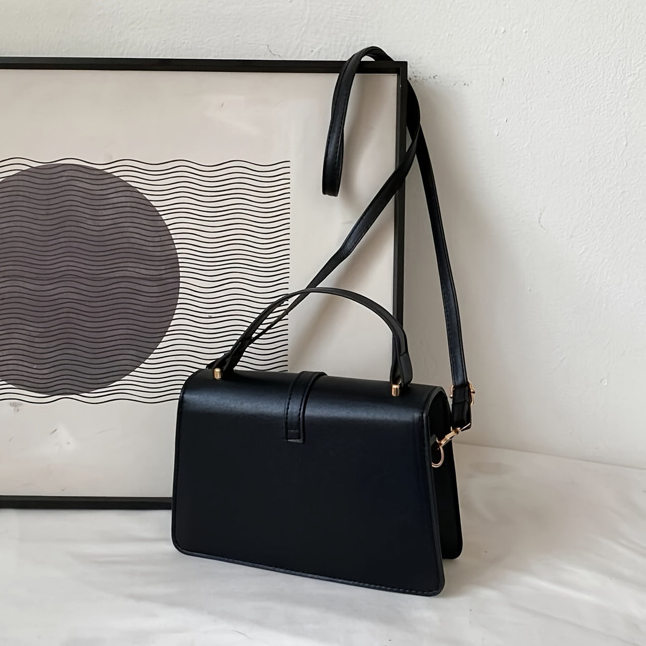 Stylish Minimalist Crossbody Bag Featuring a Top Handle And Flap for Women - a Plain Square Purse with a Straightforward Design