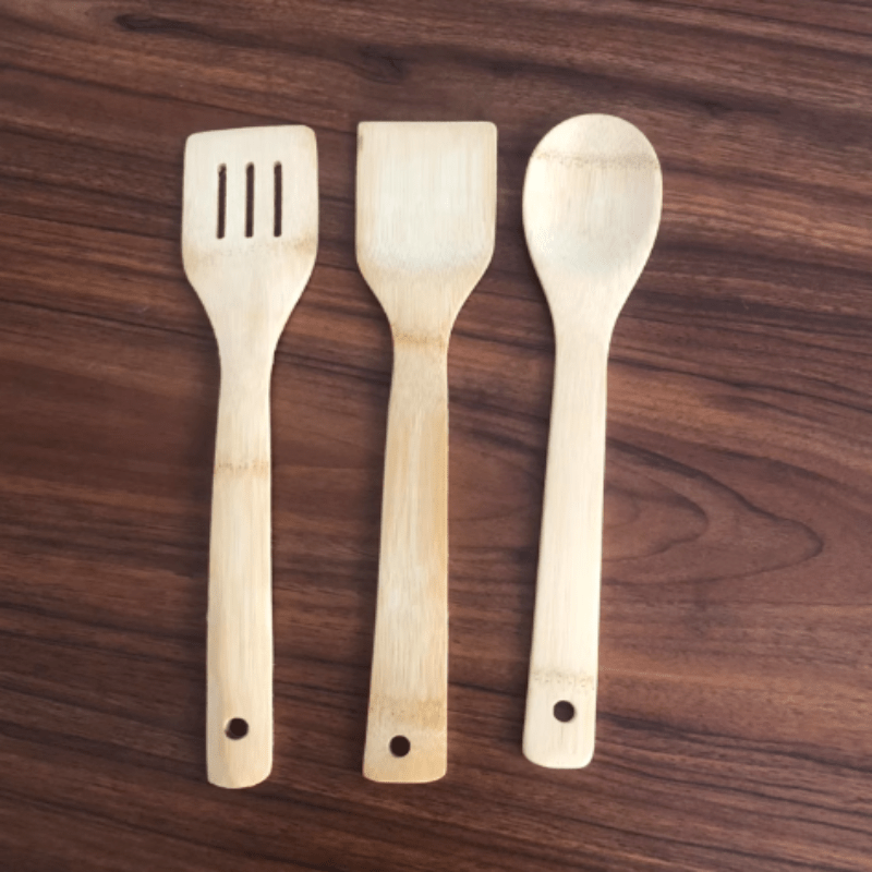 3pcs Kitchenware Set Bamboo Spatula Spoon Non-Stick Cooking Spatula Bamboo Spatula Cooking Utensils