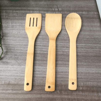 3pcs Kitchenware Set Bamboo Spatula Spoon Non-Stick Cooking Spatula Bamboo Spatula Cooking Utensils