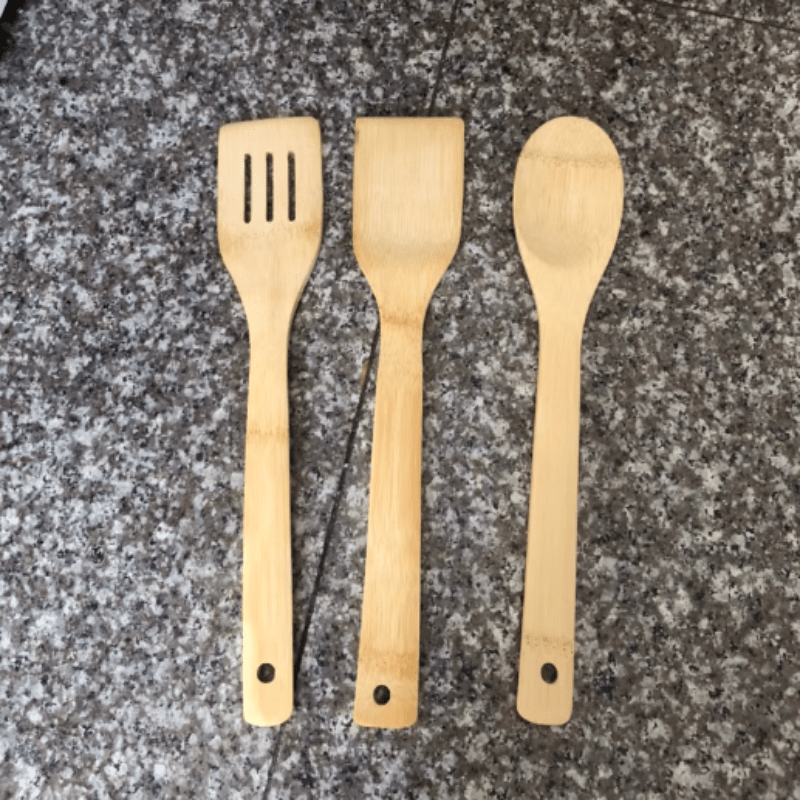 3pcs Kitchenware Set Bamboo Spatula Spoon Non-Stick Cooking Spatula Bamboo Spatula Cooking Utensils
