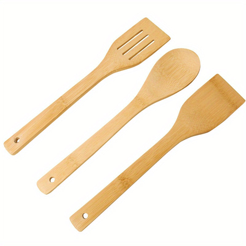 3pcs Kitchenware Set Bamboo Spatula Spoon Non-Stick Cooking Spatula Bamboo Spatula Cooking Utensils