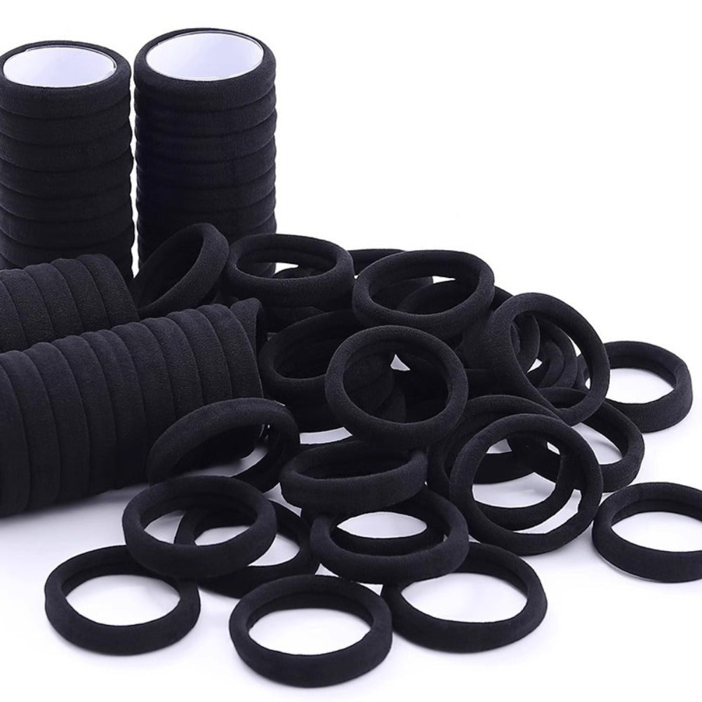 100-Pack Black Elastic Hair Ties for Women, Minimalist Style