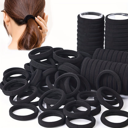 100-Pack Black Elastic Hair Ties for Women, Minimalist Style