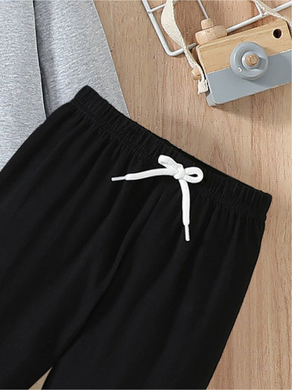 Boys Cotton Spider Print Casual Fall Winter Long Tee & Pants Set