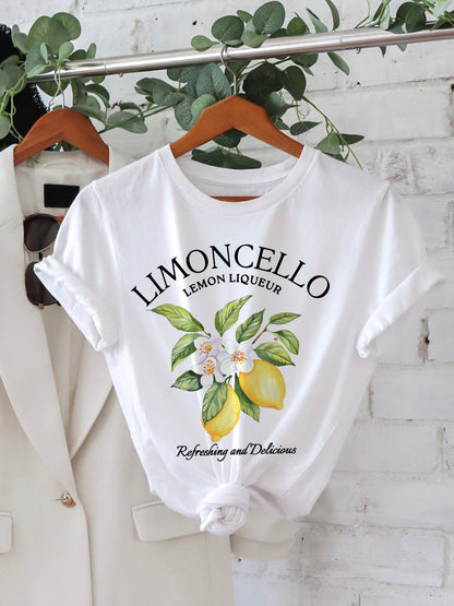 Women’s Casual Cotton Graphic Print Crew Neck T-Shirt
