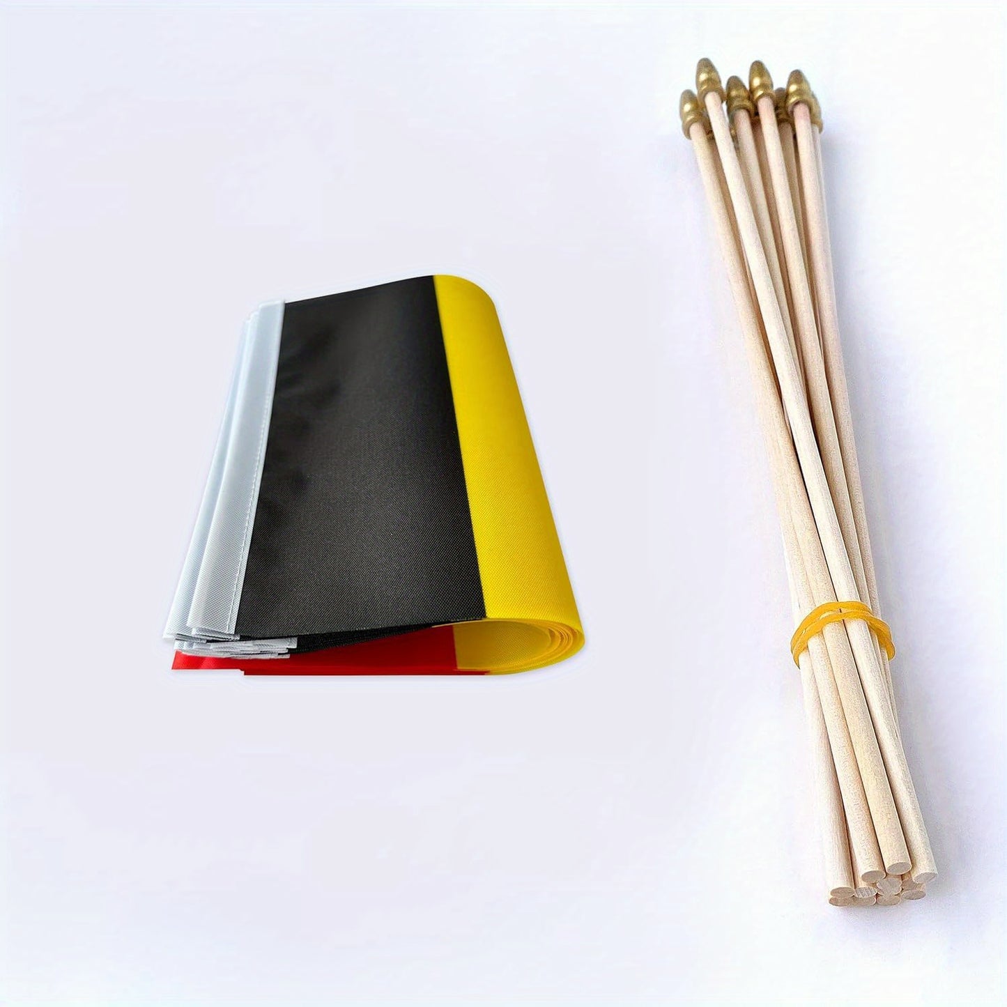 Set of 12 Small Belgian Polyester Flags on Wooden Poles, 12.7x20.3 cm