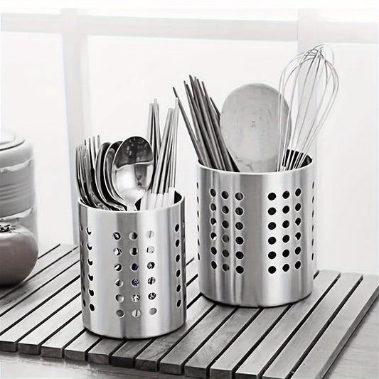 Stainless Steel Utensil Holder - Multipurpose Kitchen Organizer Caddy for Chopsticks, Spoons, Forks, Knives - Food-Safe Cutlery Storage for Home & Commercial Use